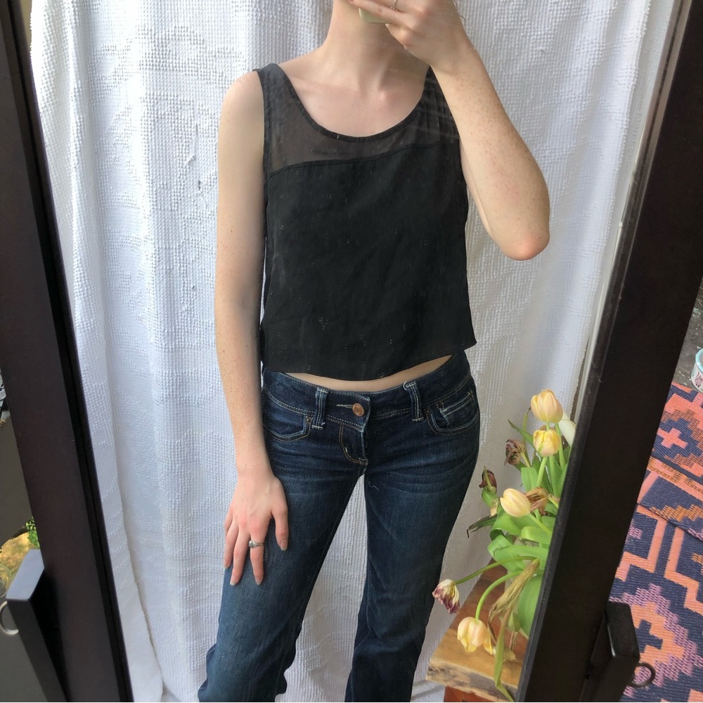 Chiffon cropped tank top